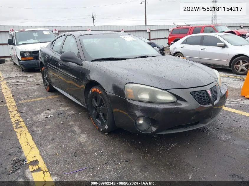 2008 Pontiac Grand Prix VIN: 2G2WP552181154217 Lot: 39742245