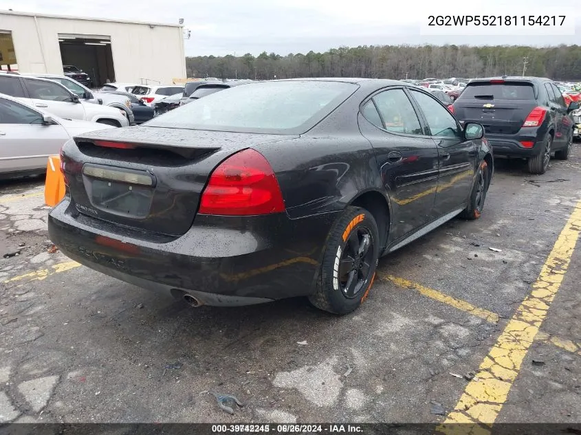 2008 Pontiac Grand Prix VIN: 2G2WP552181154217 Lot: 39742245