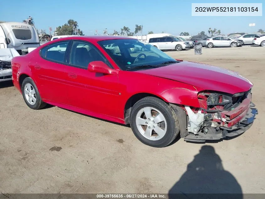 2008 Pontiac Grand Prix VIN: 2G2WP552181103154 Lot: 39755635