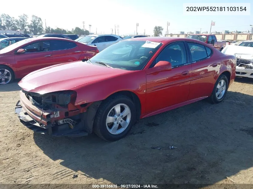 2008 Pontiac Grand Prix VIN: 2G2WP552181103154 Lot: 39755635