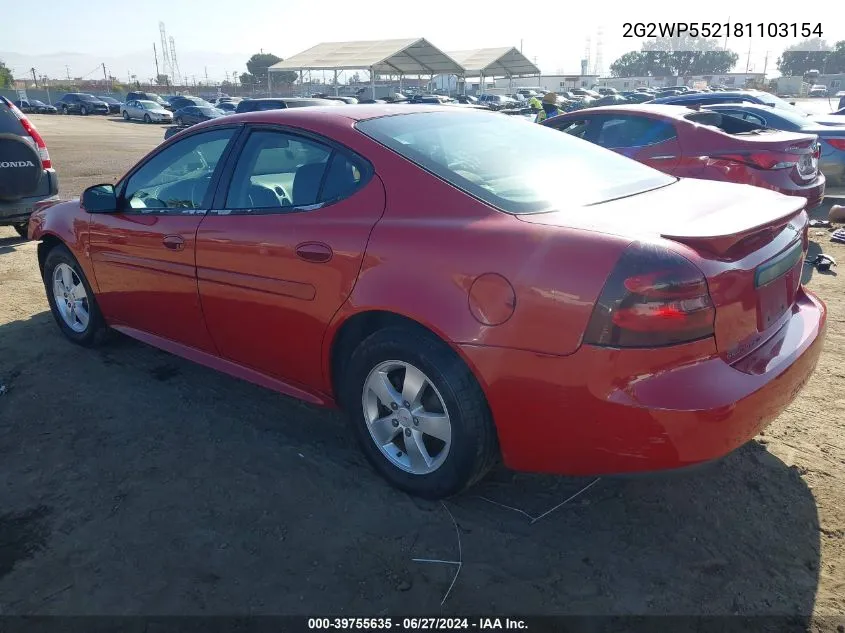 2008 Pontiac Grand Prix VIN: 2G2WP552181103154 Lot: 39755635