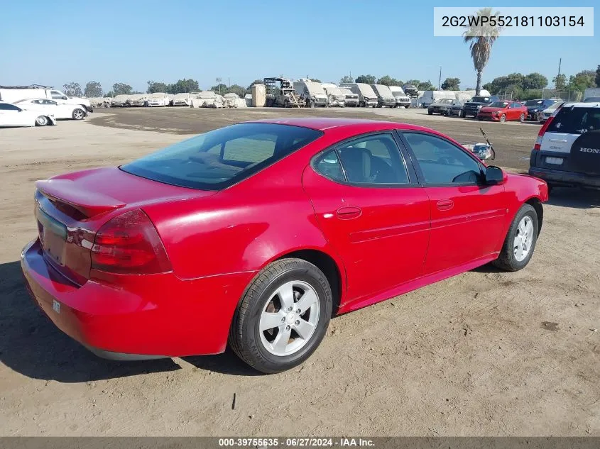 2008 Pontiac Grand Prix VIN: 2G2WP552181103154 Lot: 39755635