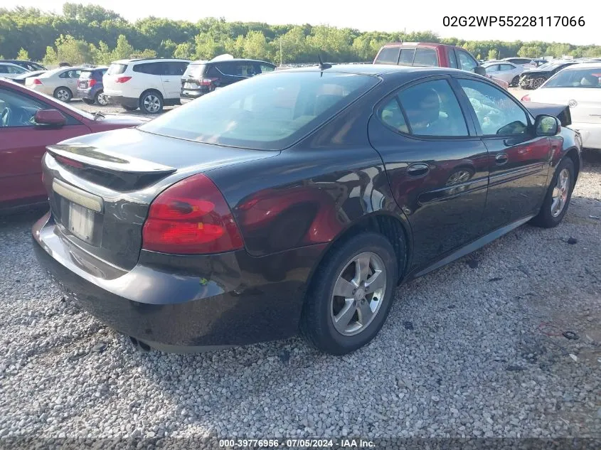 2008 Pontiac Grand Prix VIN: 02G2WP55228117066 Lot: 39776956