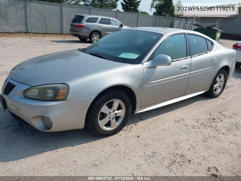 2008 Pontiac Grand Prix VIN: 2G2WP552981119215 Lot: 39832733