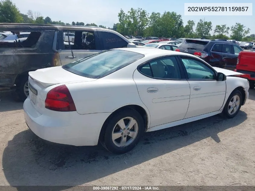 2008 Pontiac Grand Prix VIN: 2G2WP552781159857 Lot: 39867292