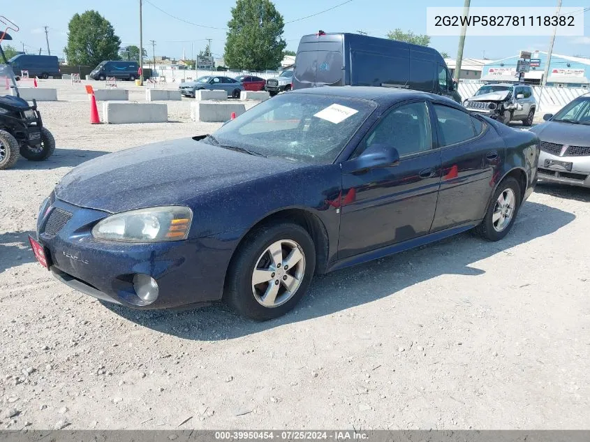 2008 Pontiac Grand Prix VIN: 2G2WP582781118382 Lot: 39950454