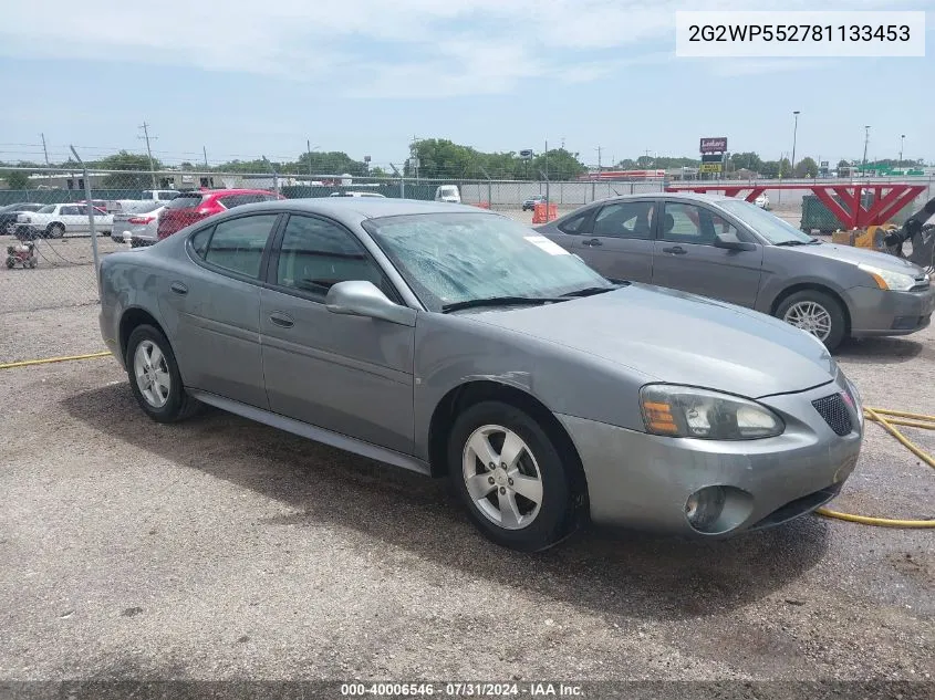 2008 Pontiac Grand Prix VIN: 2G2WP552781133453 Lot: 40006546