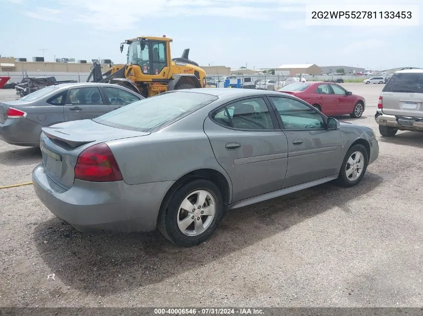 2008 Pontiac Grand Prix VIN: 2G2WP552781133453 Lot: 40006546