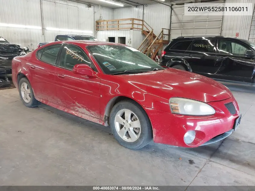 2008 Pontiac Grand Prix VIN: 2G2WP552581106011 Lot: 40053074