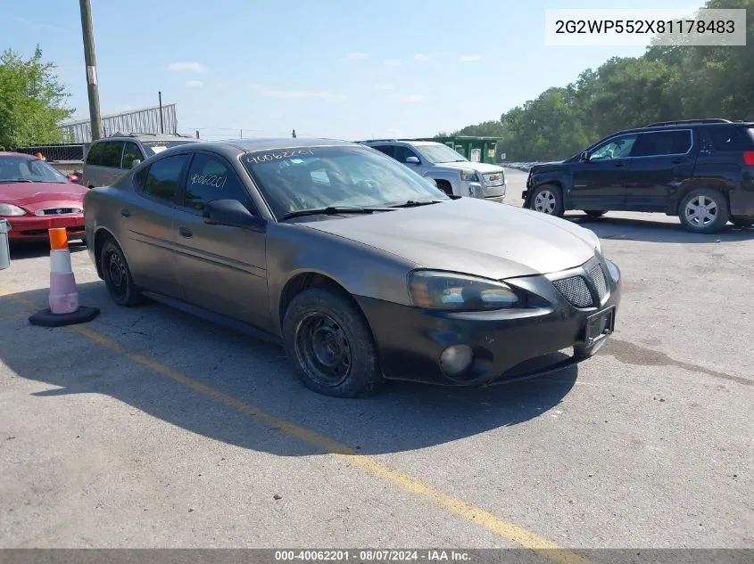 2008 Pontiac Grand Prix VIN: 2G2WP552X81178483 Lot: 40062201