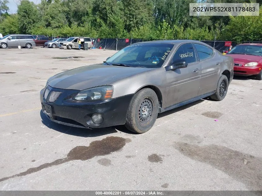 2008 Pontiac Grand Prix VIN: 2G2WP552X81178483 Lot: 40062201