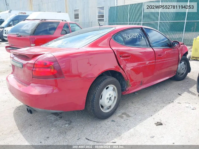 2G2WP552781194253 2008 Pontiac Grand Prix