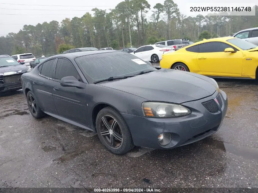 2008 Pontiac Grand Prix VIN: 2G2WP552381146748 Lot: 40263998