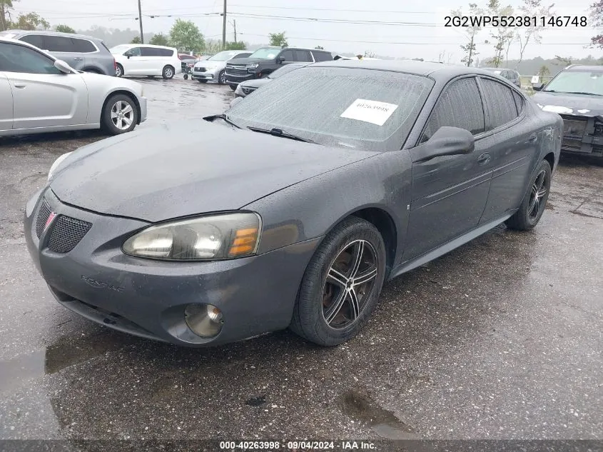 2008 Pontiac Grand Prix VIN: 2G2WP552381146748 Lot: 40263998