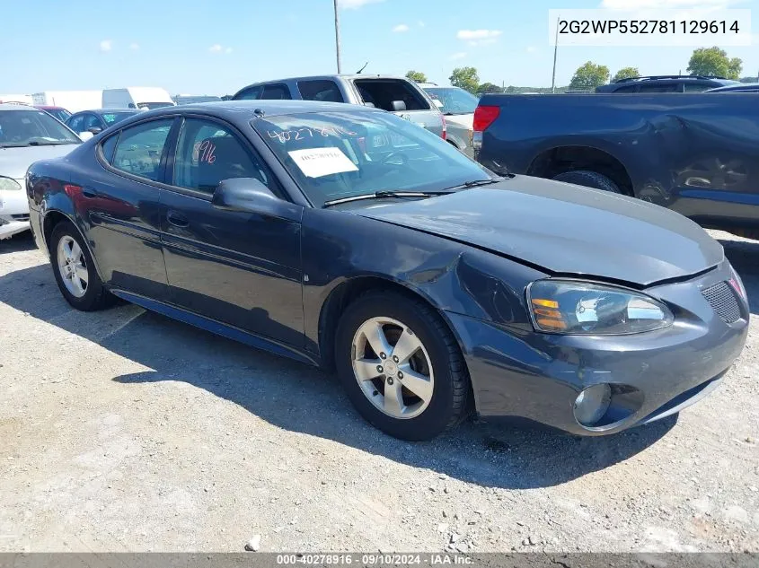 2008 Pontiac Grand Prix VIN: 2G2WP552781129614 Lot: 40278916