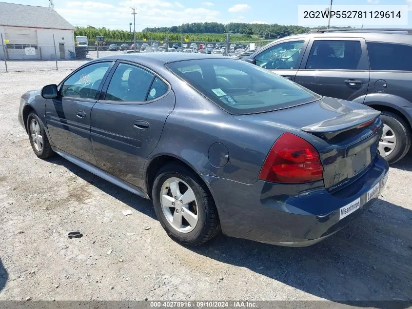 2008 Pontiac Grand Prix VIN: 2G2WP552781129614 Lot: 40278916