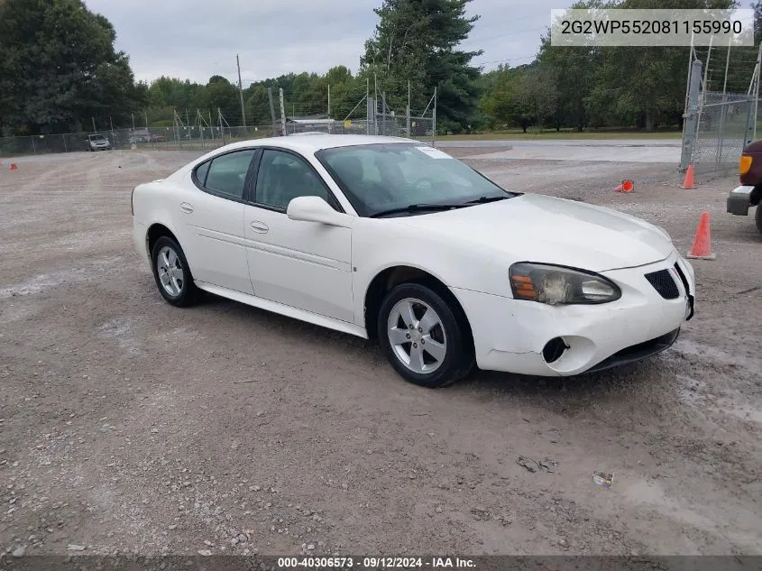 2008 Pontiac Grand Prix VIN: 2G2WP552081155990 Lot: 40306573