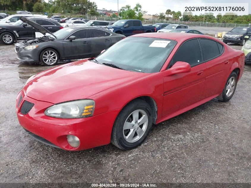 2008 Pontiac Grand Prix VIN: 2G2WP552X81176006 Lot: 40430295