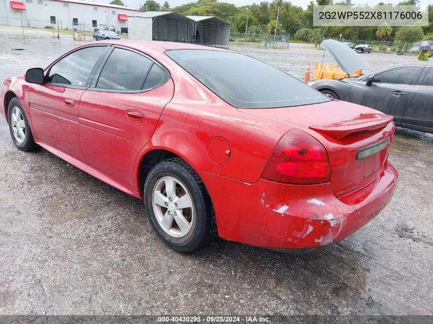 2008 Pontiac Grand Prix VIN: 2G2WP552X81176006 Lot: 40430295