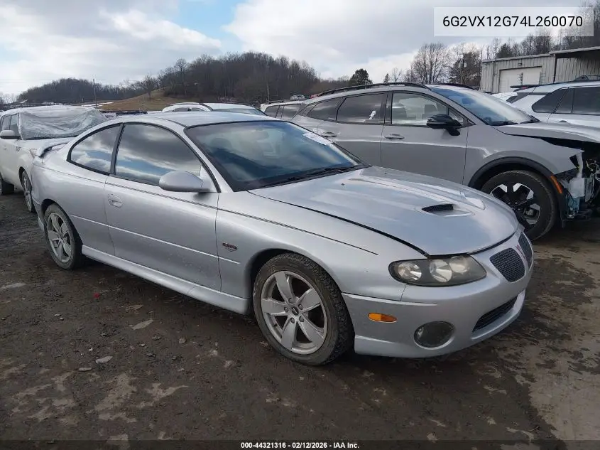 2004 Pontiac Gto VIN: 6G2VX12G74L260070 Lot: 44321316
