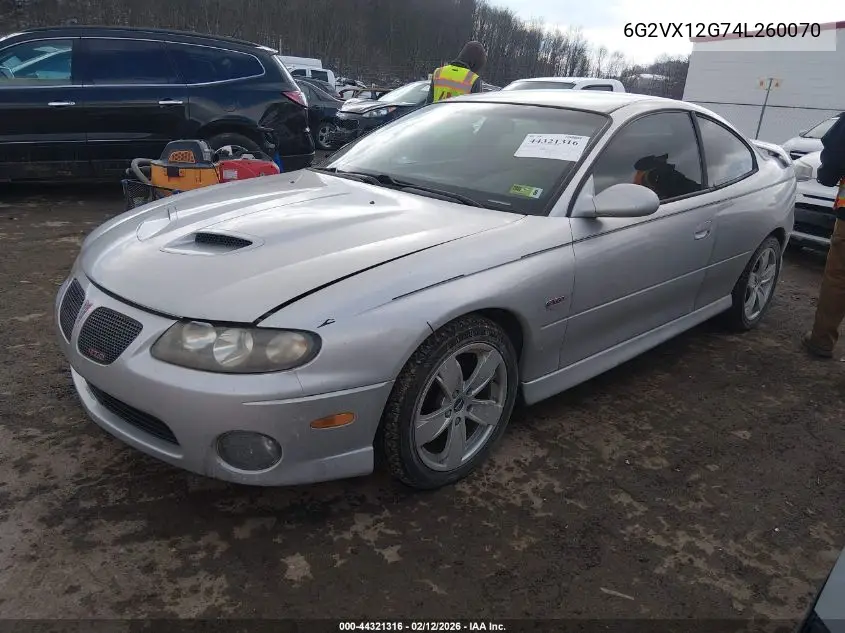 2004 Pontiac Gto VIN: 6G2VX12G74L260070 Lot: 44321316