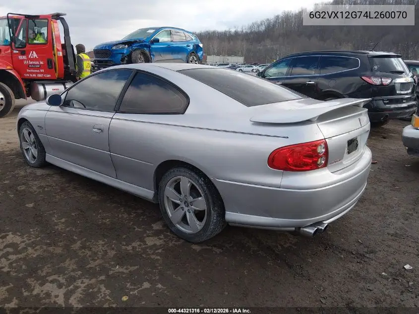 2004 Pontiac Gto VIN: 6G2VX12G74L260070 Lot: 44321316