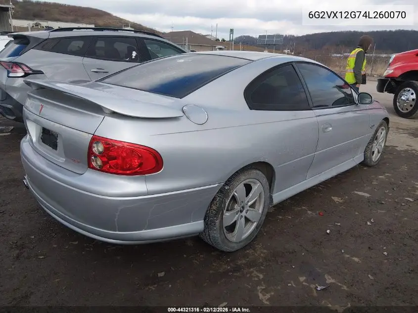 2004 Pontiac Gto VIN: 6G2VX12G74L260070 Lot: 44321316