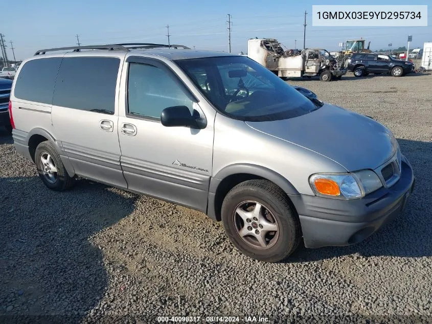 2000 Pontiac Montana M16 VIN: 1GMDX03E9YD295734 Lot: 40098317