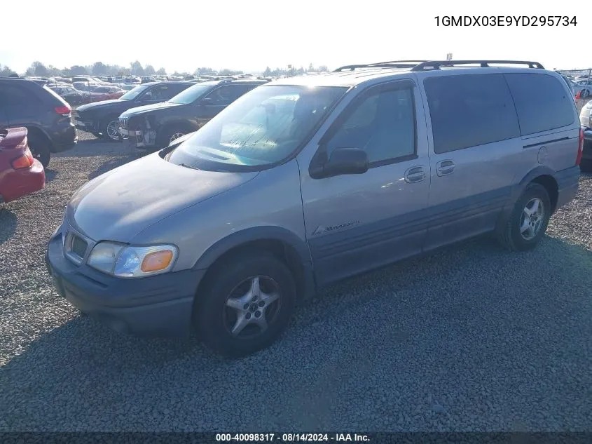 2000 Pontiac Montana M16 VIN: 1GMDX03E9YD295734 Lot: 40098317