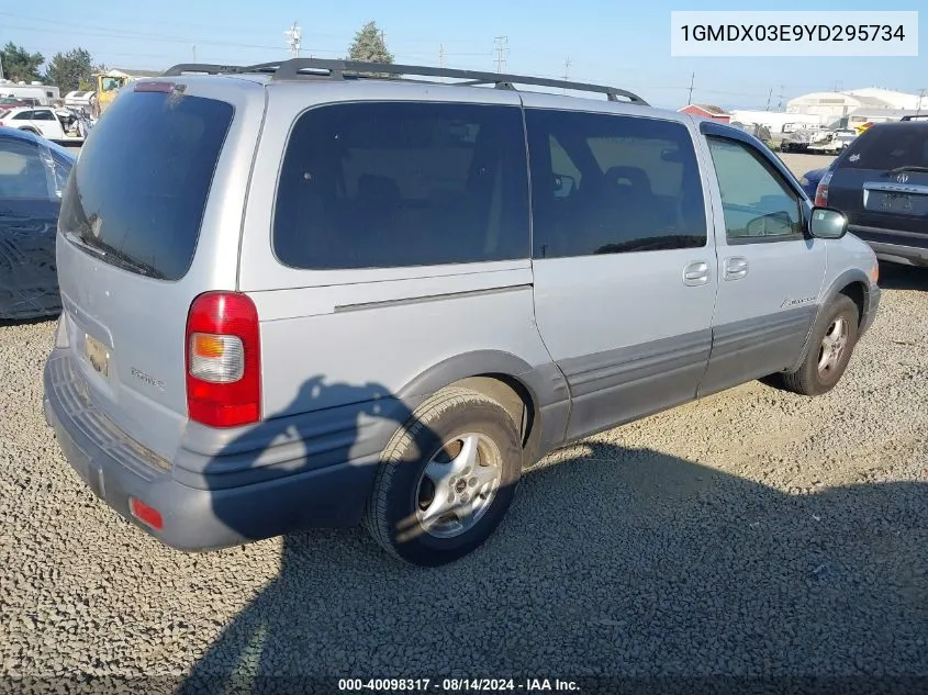 2000 Pontiac Montana M16 VIN: 1GMDX03E9YD295734 Lot: 40098317