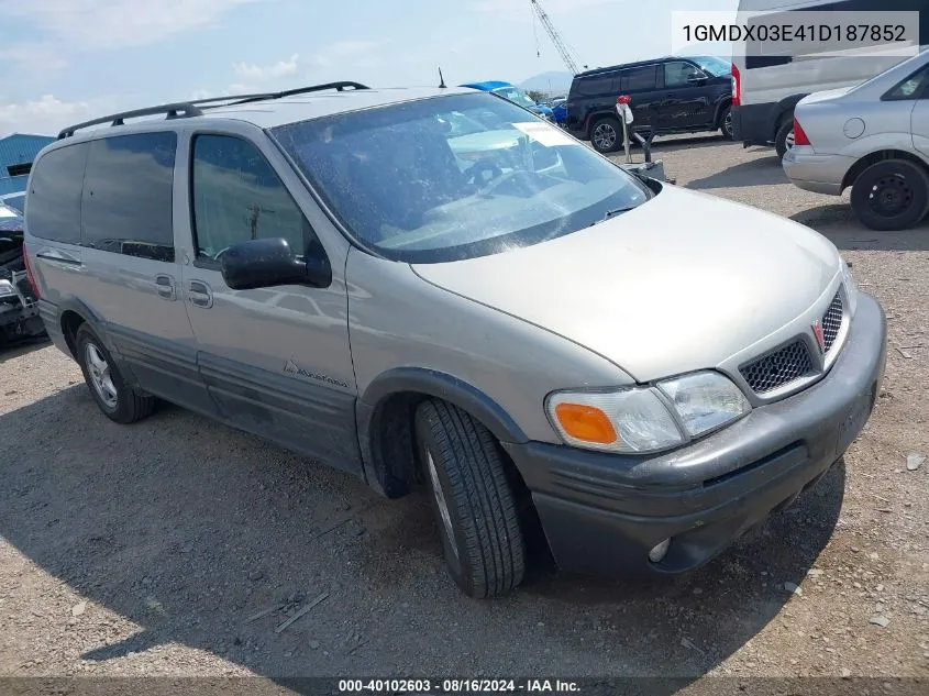 2001 Pontiac Montana M16 W/1Sd Pkg. VIN: 1GMDX03E41D187852 Lot: 40102603