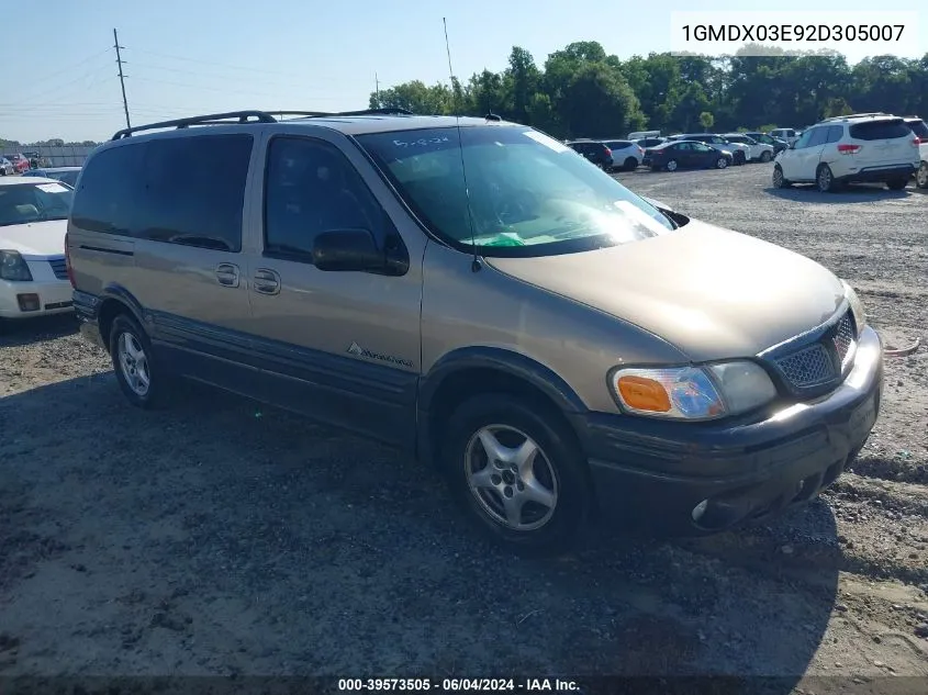 2002 Pontiac Montana M16 W/1Sa Pkg. VIN: 1GMDX03E92D305007 Lot: 39573505