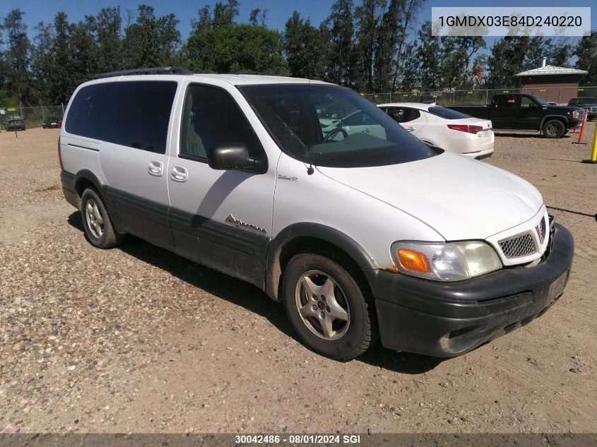 2004 Pontiac Montana VIN: 1GMDX03E84D240220 Lot: 30042486