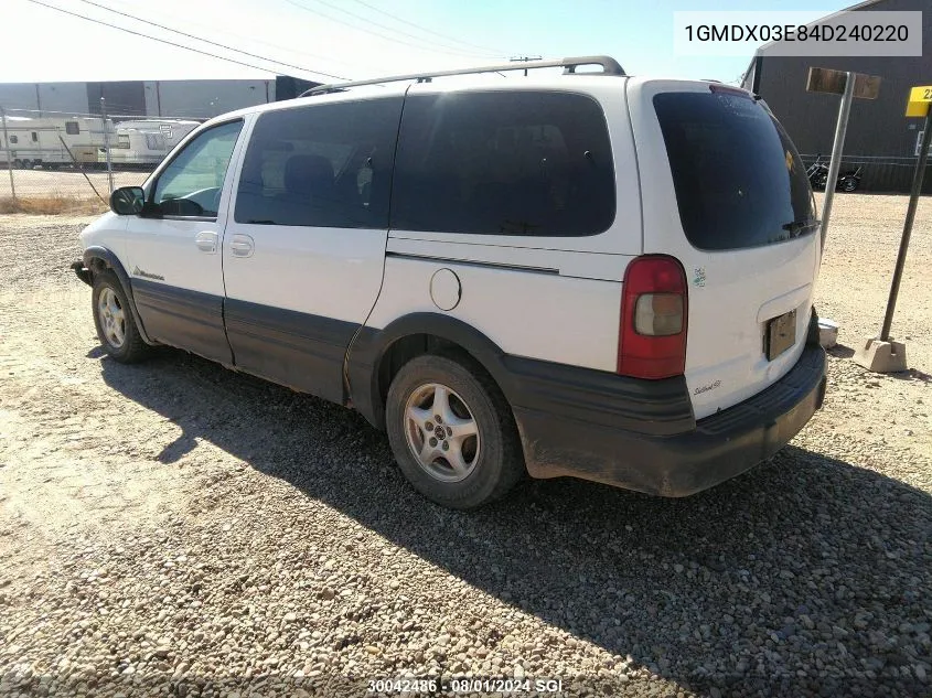 2004 Pontiac Montana VIN: 1GMDX03E84D240220 Lot: 30042486