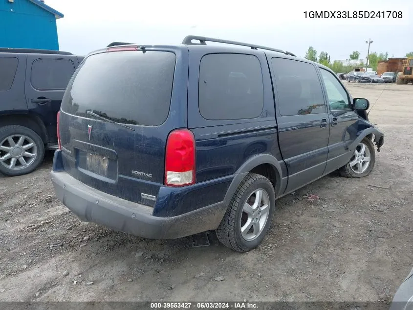 2005 Pontiac Montana Sv6 Awd VIN: 1GMDX33L85D241708 Lot: 39553427