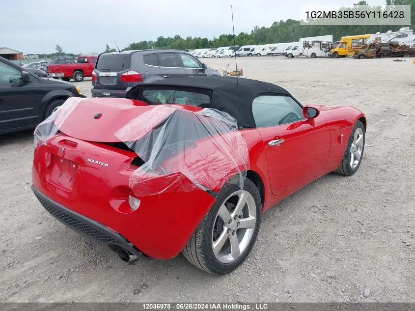 1G2MB35B56Y116428 2006 Pontiac Solstice