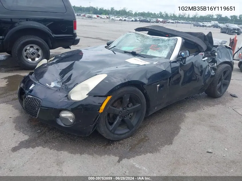 2006 Pontiac Solstice VIN: 1G2MB35B16Y119651 Lot: 39753859