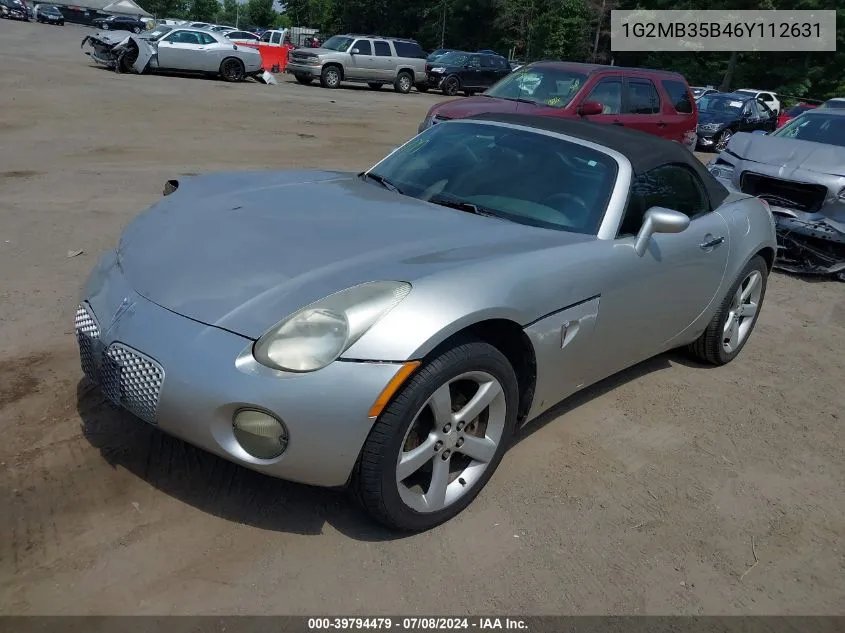 2006 Pontiac Solstice VIN: 1G2MB35B46Y112631 Lot: 39794479