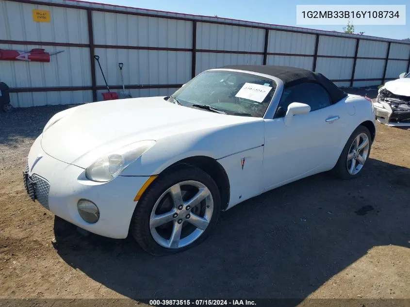 2006 Pontiac Solstice VIN: 1G2MB33B16Y108734 Lot: 39873515