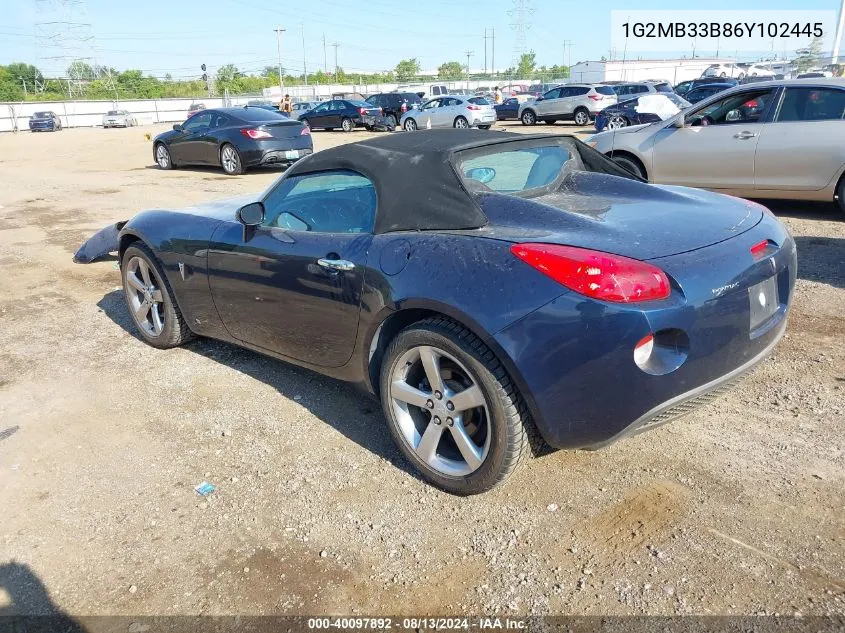 2006 Pontiac Solstice VIN: 1G2MB33B86Y102445 Lot: 40097892