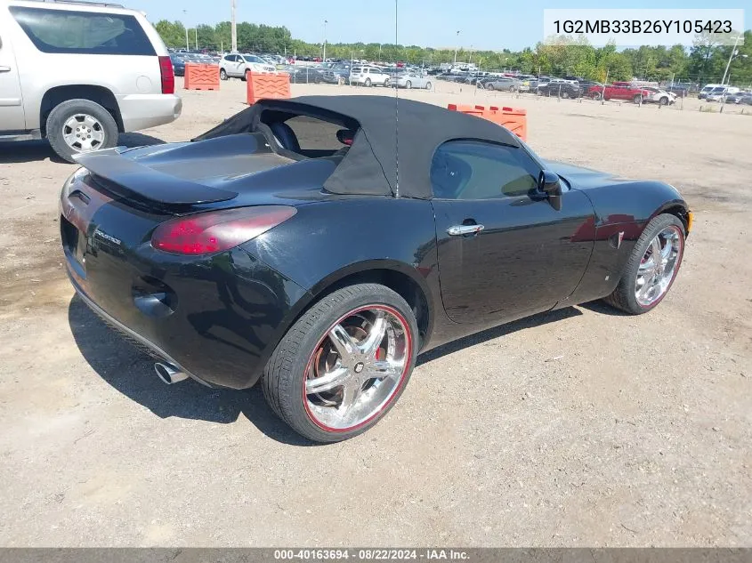 2006 Pontiac Solstice VIN: 1G2MB33B26Y105423 Lot: 40163694