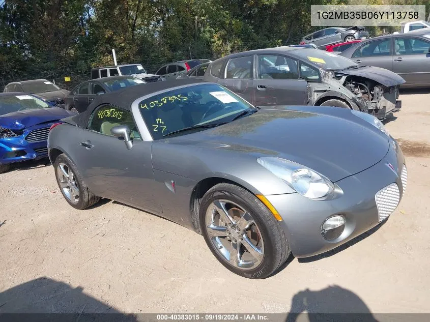 1G2MB35B06Y113758 2006 Pontiac Solstice