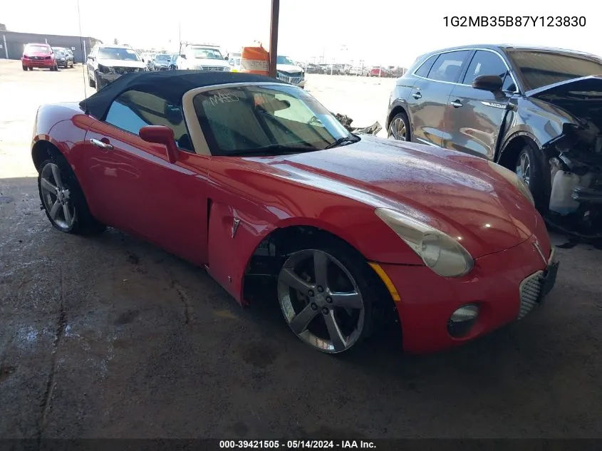 2007 Pontiac Solstice VIN: 1G2MB35B87Y123830 Lot: 39421505