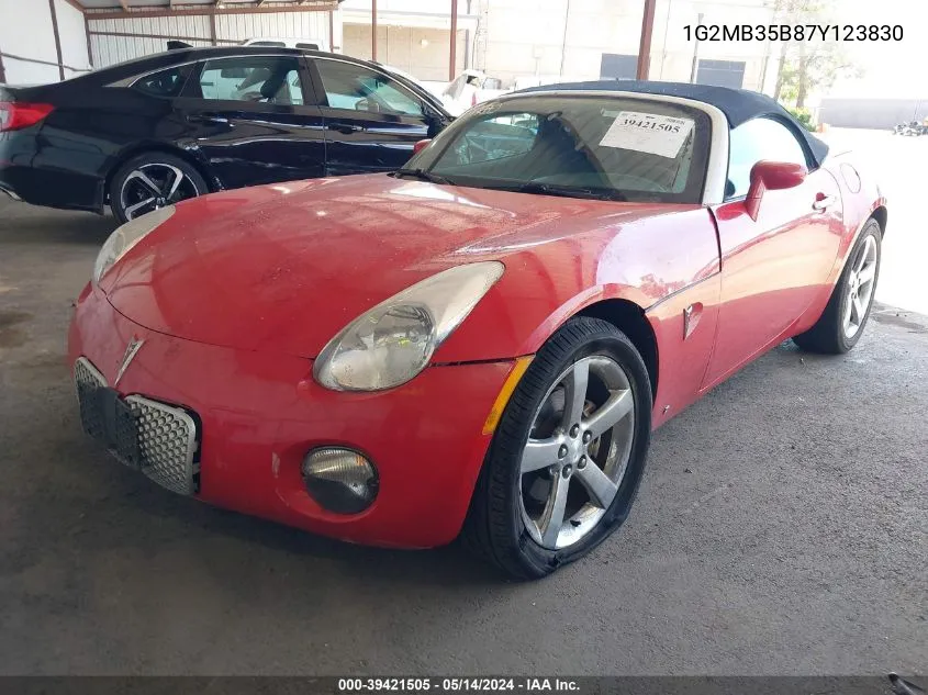 2007 Pontiac Solstice VIN: 1G2MB35B87Y123830 Lot: 39421505