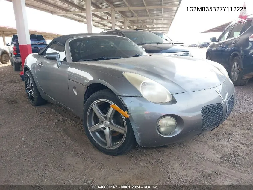 2007 Pontiac Solstice VIN: 1G2MB35B27Y112225 Lot: 40008167