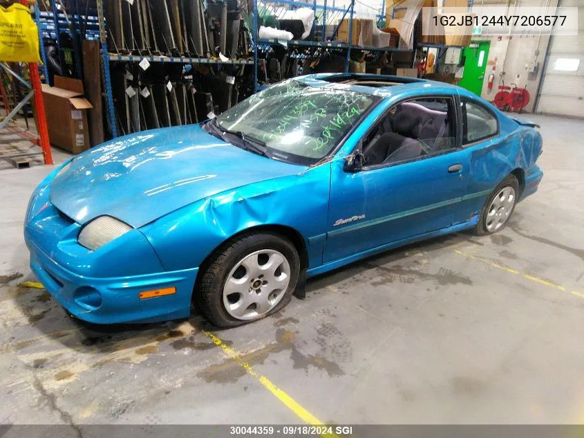 2000 Pontiac Sunfire Se VIN: 1G2JB1244Y7206577 Lot: 30044359