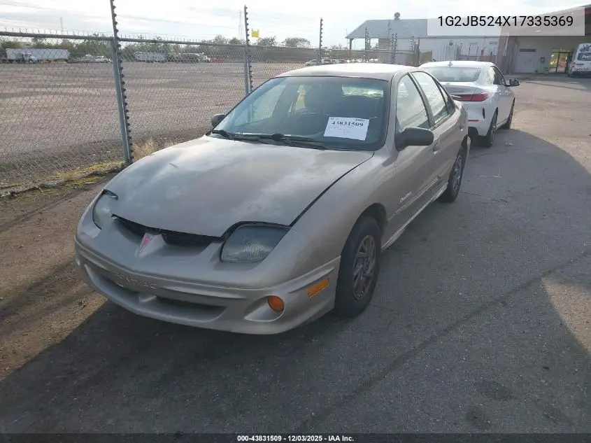 1G2JB524X17335369 2001 Pontiac Sunfire Se