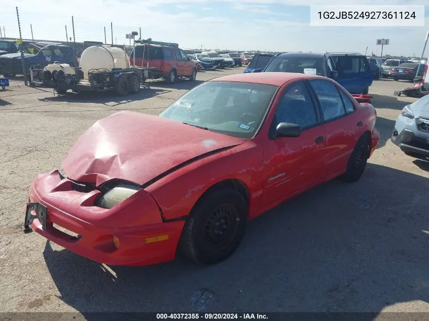 2002 Pontiac Sunfire Se VIN: 1G2JB524927361124 Lot: 40372355