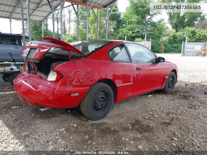 2003 Pontiac Sunfire VIN: 1G2JB12F437356585 Lot: 39834734