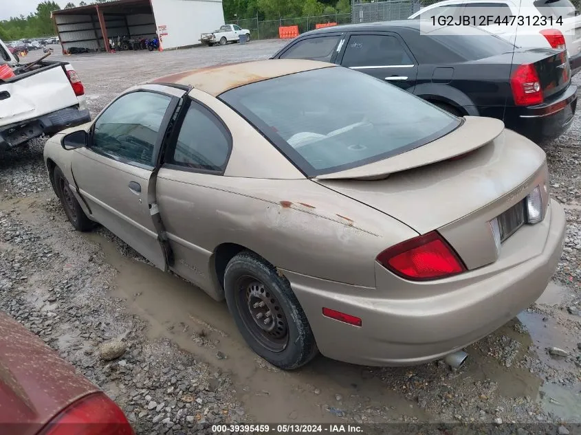 2004 Pontiac Sunfire VIN: 1G2JB12F447312314 Lot: 39395459